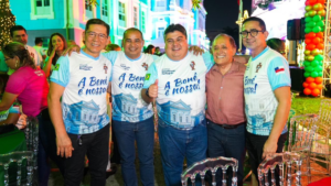 Presidente David Reis e vereadores Kennedy Marques, Sérgio Baré, Professor Samuel, e deputado Daniel Almeida - Foto: Cleuton Silva/Dicom-CMM